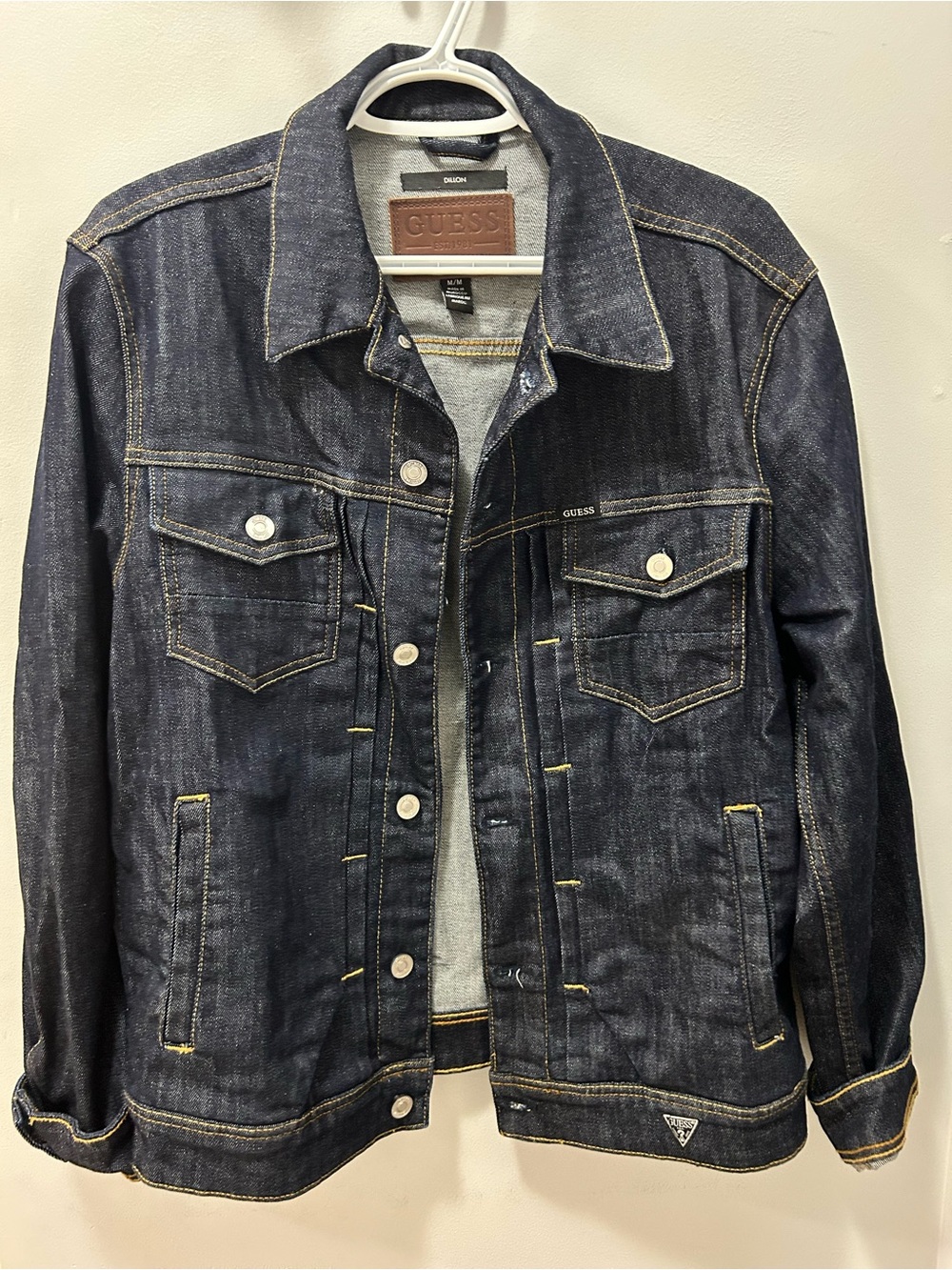 GUESS Men's Indigo Denim Jacket with Contrast Stitching